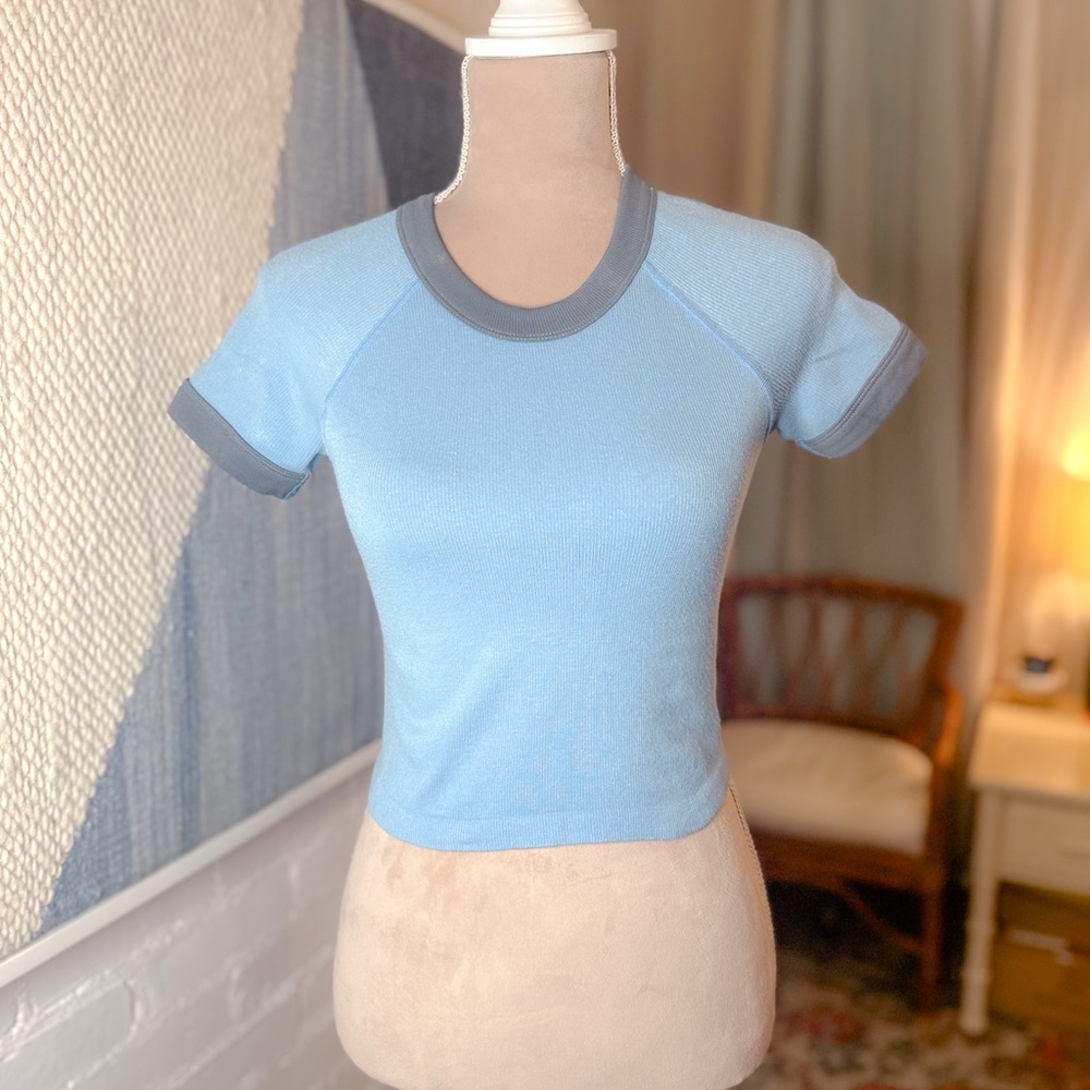 Out from Under Urban Outfitters Blue Ribbed Cropped Top